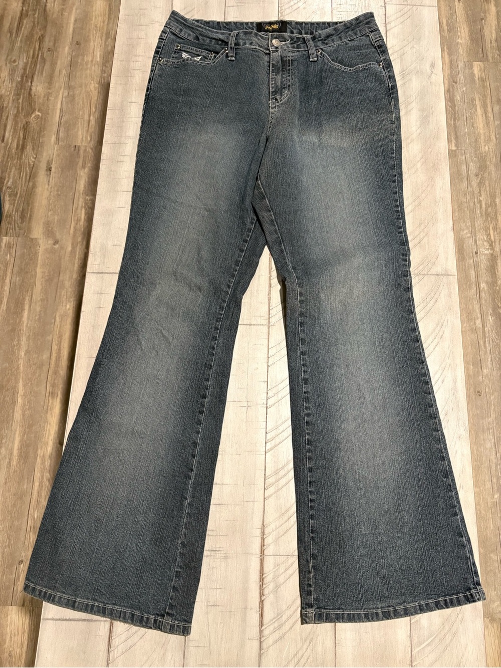VINTAGE Y2K ANGELS BRAND DARK GREY FLARE JEANS SIZE 10